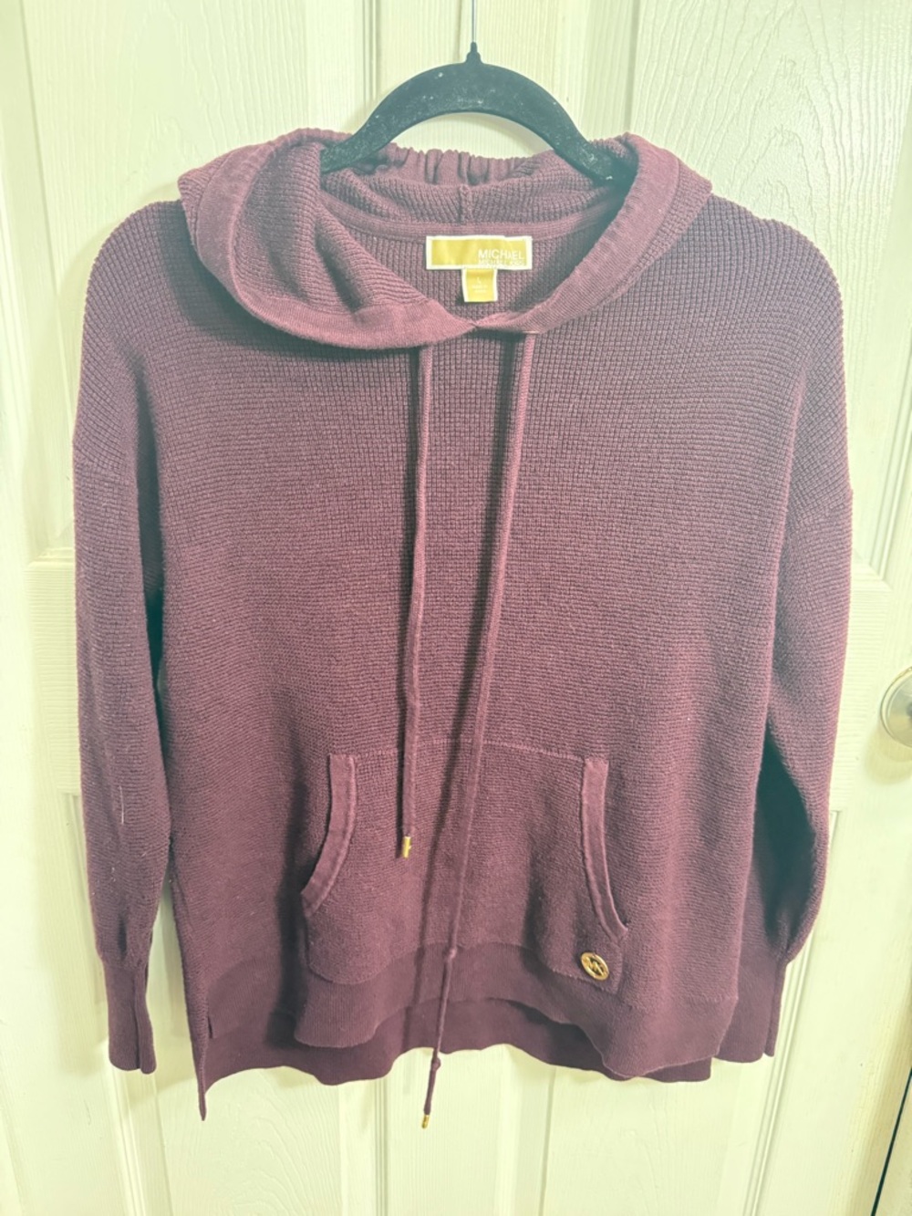MICHAEL Michael Kors Plum Ribbed Hooded Sweater
